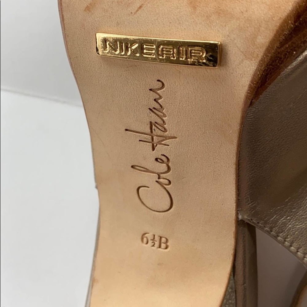 Cole Haan Clair Metallic Peep Toe Heels - Picture 9 of 10